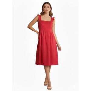 NEW 52 Seven Fit & Flare Dress Women Sz L Red Sleeveless Casual Boho